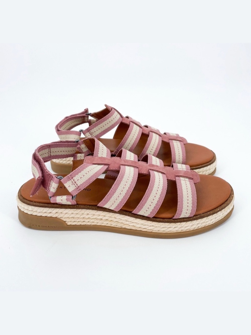Lucky Brand Emliey Strappy Rope Flatform Sandal in Antler Size 10